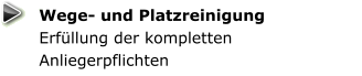 Wege- und Platzreinigung Erfüllung der kompletten Anliegerpflichten